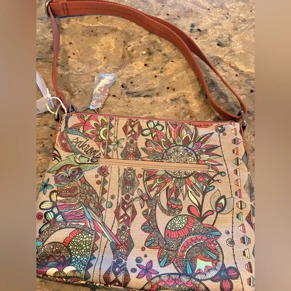 NWT Sakroots Artists Circle Crossbody, Charcoal Owl - Picture 10 of 12